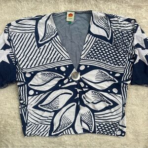 FARM Rio Blue and White Patterned Jacket